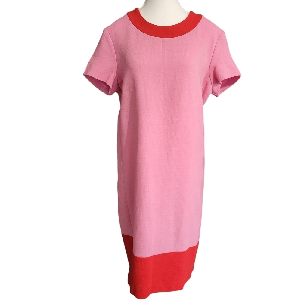 Pink Tartan Wool 60's Style Sheath Dress Size 10